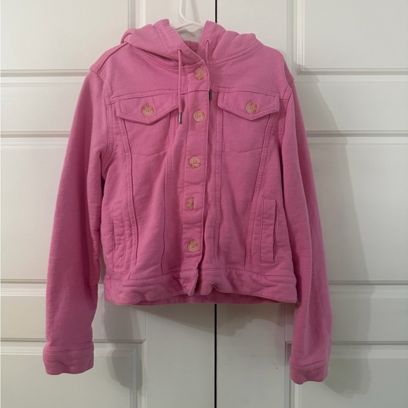 Copper Key Pink Hooded Jean Jacket - Picture 1 of 3